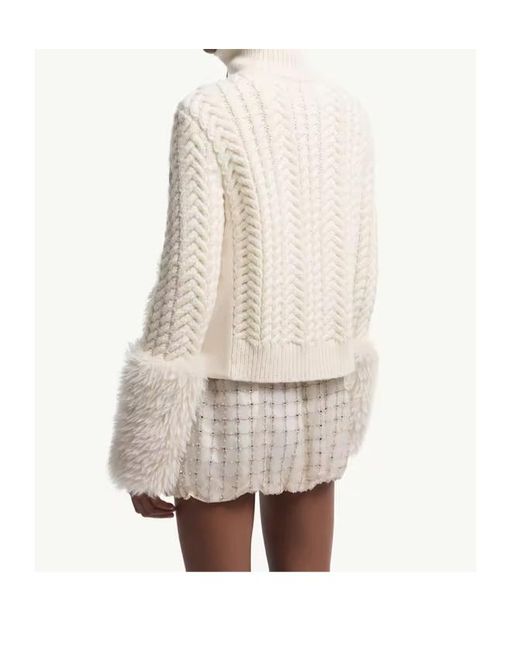 Moncler White Zip-Up High Neck Cardigan