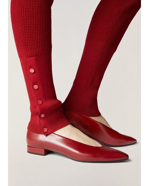Loro Piana Red Rebecca Pointed Flat Shoes