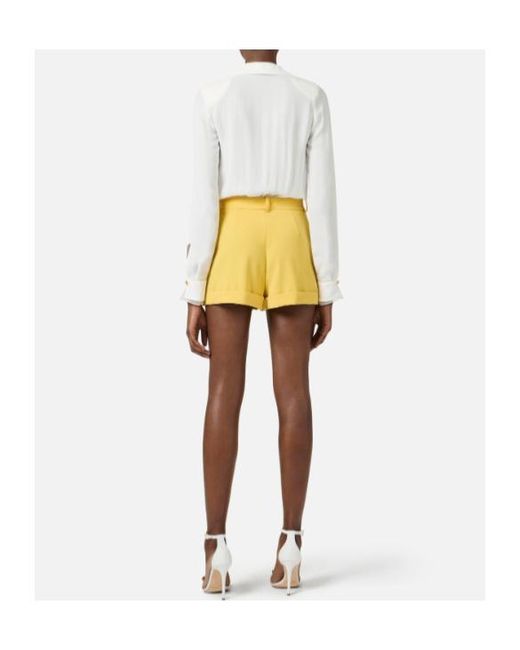 Elisabetta Franchi Yellow Lightweight Crêpe Shorts