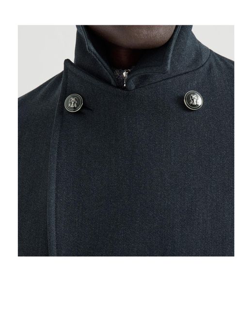 Brunello Cucinelli Blue Double-Breasted Wool Jacket for men