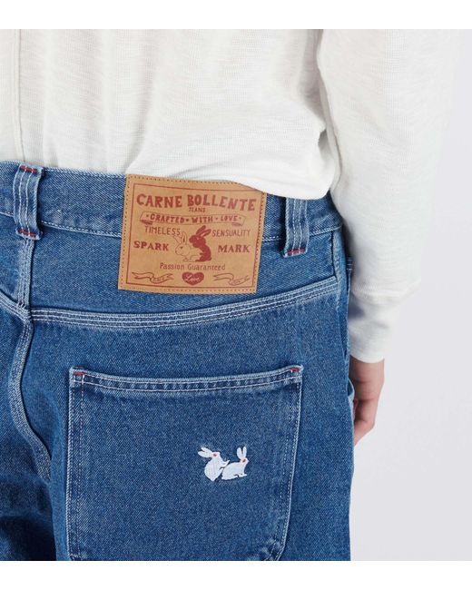Carne Bollente Blue Denim Shorts With Belt Loops for men