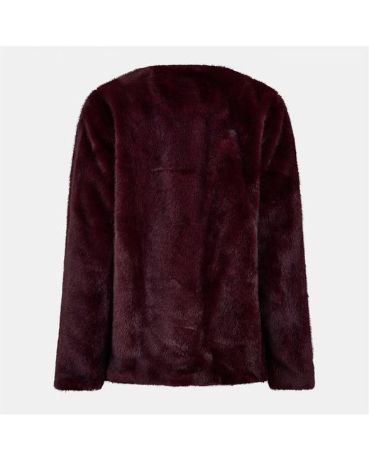 Ralph Lauren Purple Real Leather Fx Fur Teddy Coat