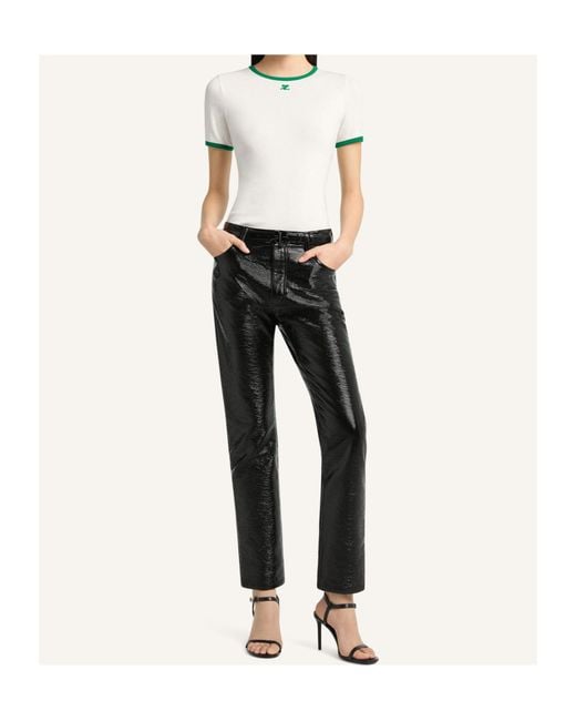 Courreges White Crew Neck Color-Blocked Short-Sleeved T-Shirt