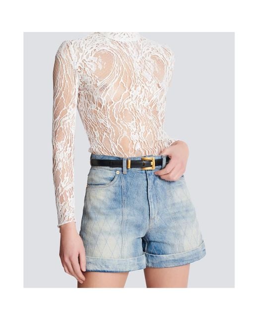 Balmain White Pb-Engraved Buckle Belt