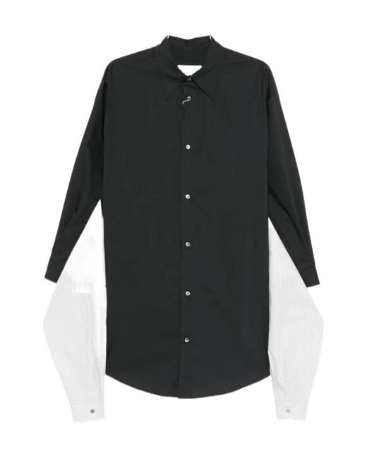 MM6 by Maison Margiela Black Striped Panelled Shirt