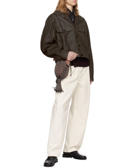 Lemaire White Twisted Belted Straight-Leg Trousers