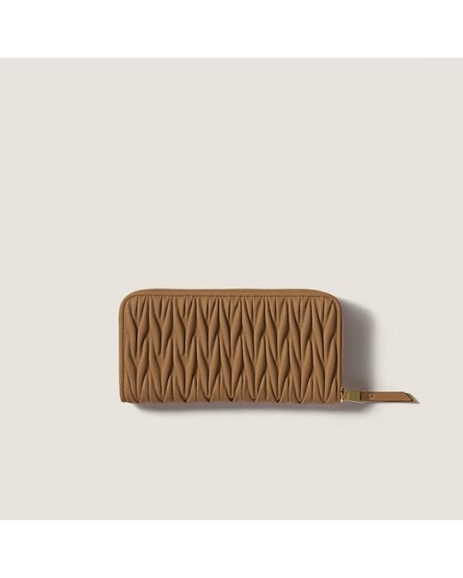 Miu Miu Brown Matelassé Zipped Wallet