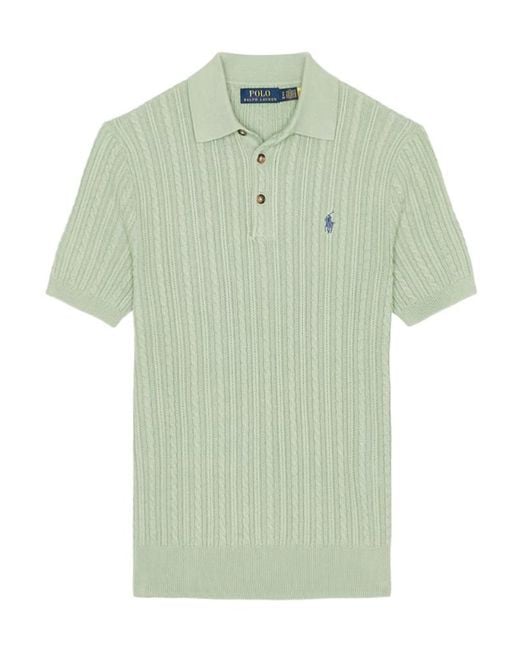 Polo Ralph Lauren Green Cable-Knit Embroidered Polo Sweater for men