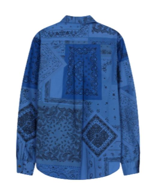 KENZO Blue Bandana-Print Cotton Shirt for men