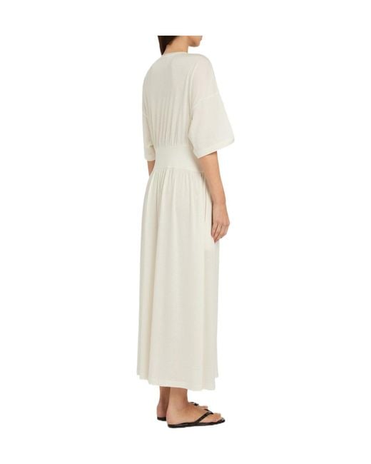 Totême White And Silk-Blend Midi Dress