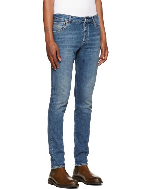 Brunello Cucinelli Blue Faded Wash Skinny Jeans for men