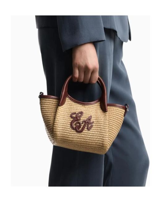 Emporio Armani Brown Top-Handles Logo-Detail Bag