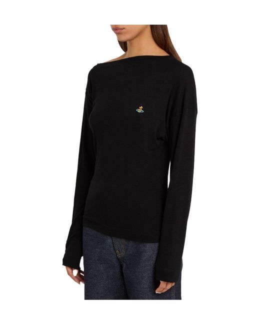 Vivienne Westwood Black Asymmetric Long-Sleeve Knit Top
