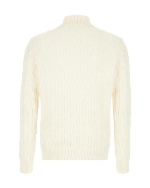 Zanone White Long-Sleeved Turtleneck Sweater for men