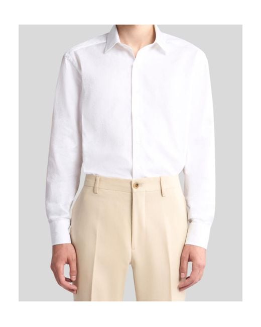 Etro White Jacquard Button-Up Shirt for men