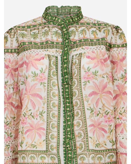 Farm Rio Green Palm Dream Blouse