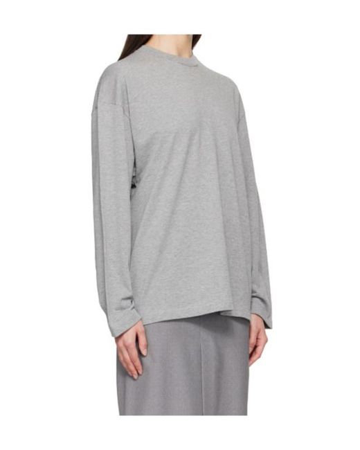 Jil Sander Gray Long Sleeve Crew Neck Boxy Fit T-Shirt