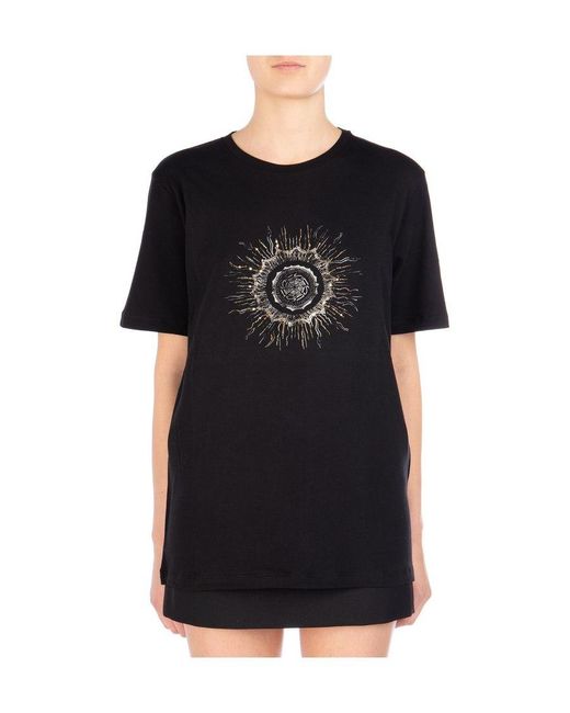 Saint Laurent Black Bead-Embellished Crew-Neck T-Shirt