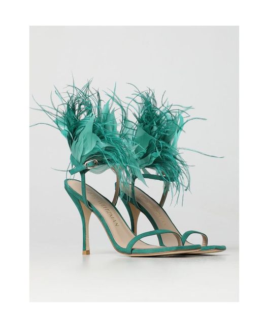 Stuart Weitzman Green Logo High-Heeled Sandals