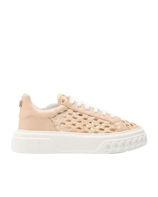 Casadei Natural Versilia Woven Slip-On Sneakers
