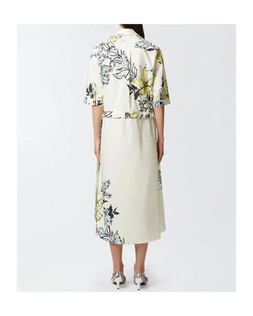 Pinko White Floral-Print Shirt Dress