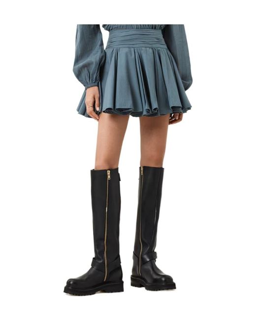 AllSaints Blue Zipper Skirt
