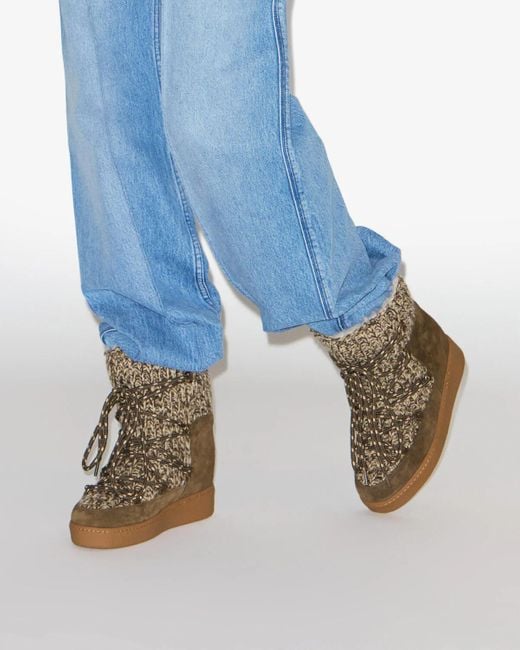 Isabel Marant Brown Nowla Wedge Snow Boots