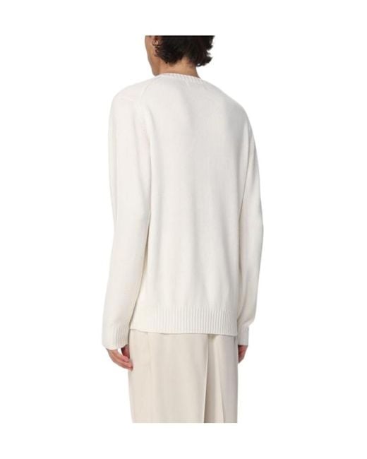 Brunello Cucinelli White Crew-Neck Knitted Cashmere Jumper for men