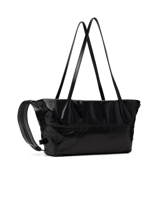 Balmain Black Small Track Zips Leather Shoulder Bag