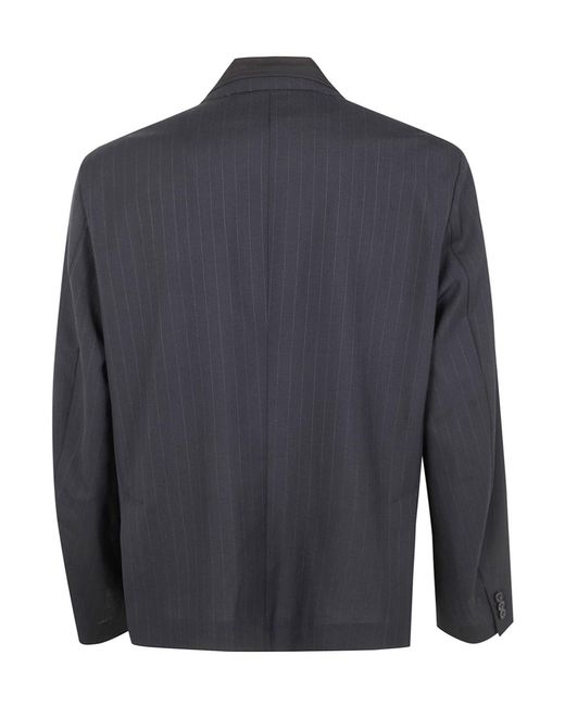 Sacai Blue Pinstriped Button Jacket for men