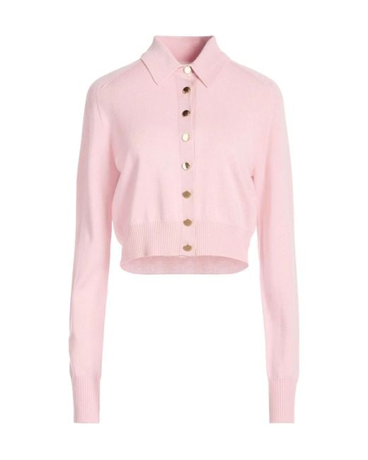 Sportmax Pink Solid-Color Wool Knitted Top