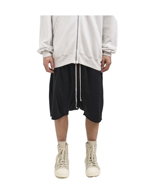 Rick Owens Gray Drawstring Wide-Leg Shorts for men