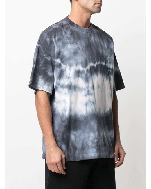 Marcelo Burlon Blue County Of Milan Monogram Tie-Dye T-Shirt for men