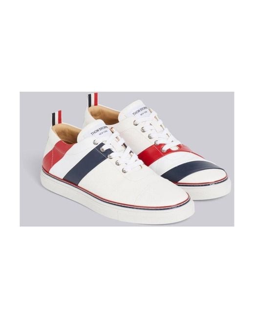 Thom Browne White Rwb Diagonal Stripe Sneakers for men