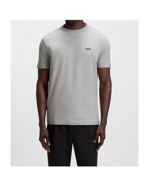 Boss Gray Logo-Printed T-Shirt for men
