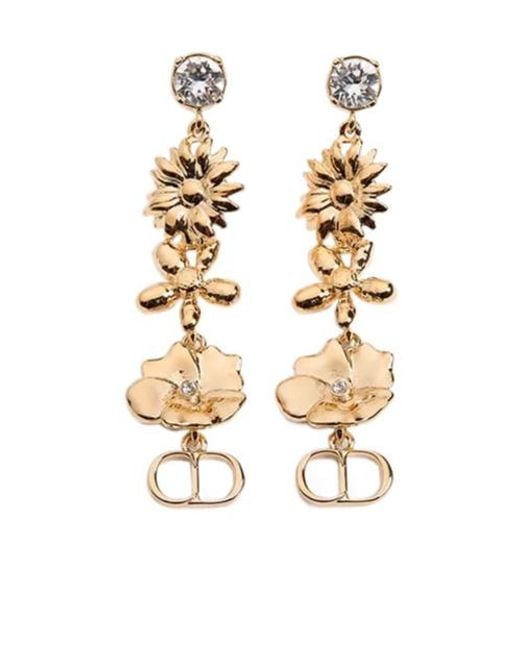 Dior Metallic Cd Multi Flowers Earrings