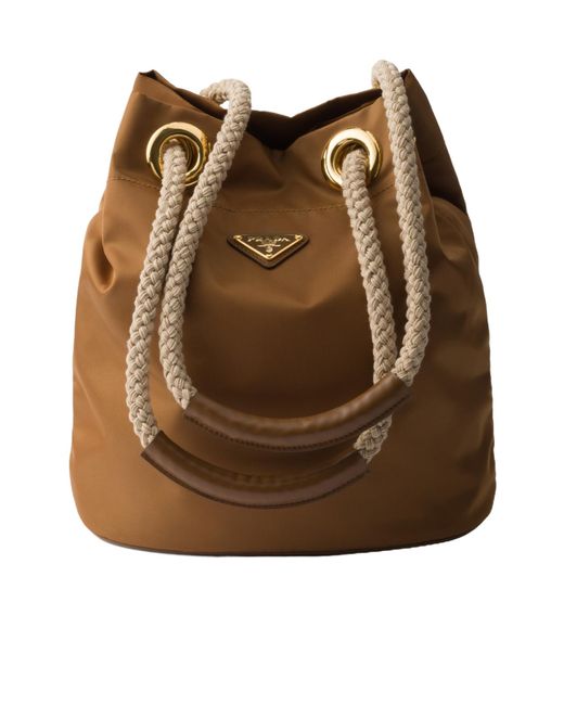 Prada Brown Mariner Re-Nylon Small Bucket Bag