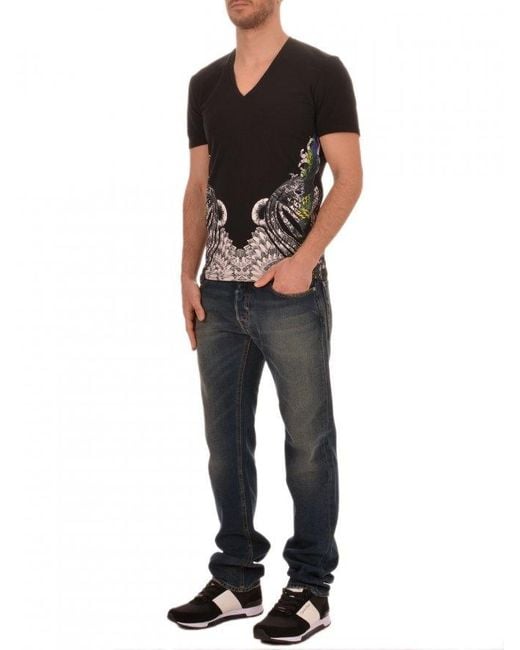 Just Cavalli Black Printed T-Shirt for men