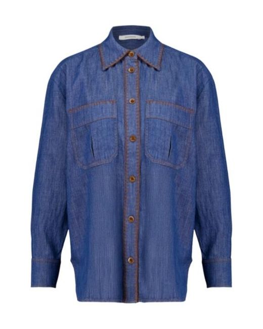Zimmermann Blue Long Sleeve Denim Shirt
