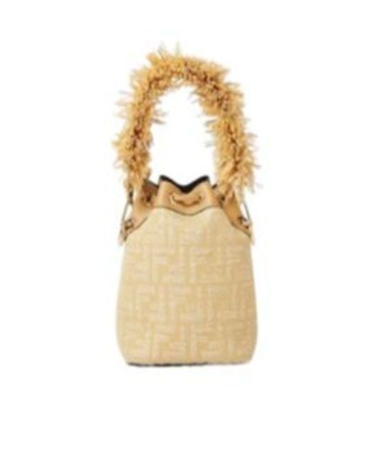 Fendi Metallic Mon Tresor Ff Jacquard Drawstring Bucket Bag