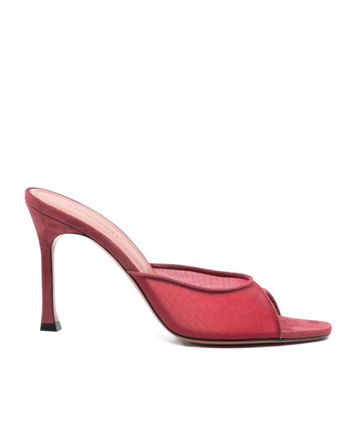 AMINA MUADDI Women's Pink Square-Toed High-Heeled Sandals