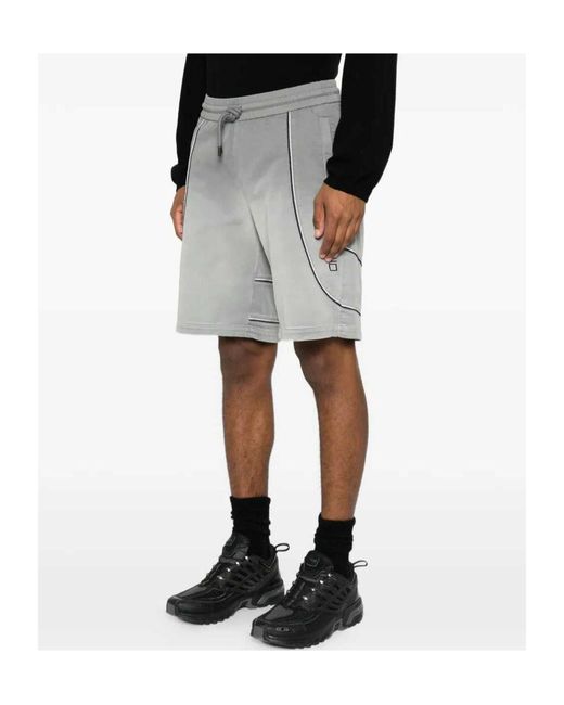 Off-White c/o Virgil Abloh Gray Logo-Print Piped Shorts for men