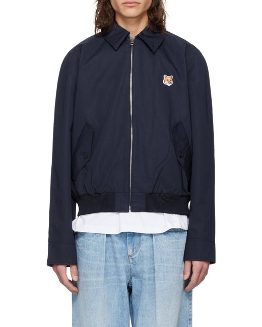 Maison Kitsuné Blue Maison Kitsuné Fox Head Patch Zipped Jacket for men