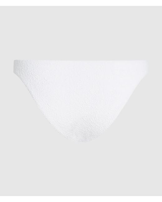 Karl Lagerfeld White Textured Pearl-Embellished Bikini Bottoms