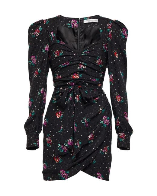 Alessandra Rich Black Floral Silk Minidress