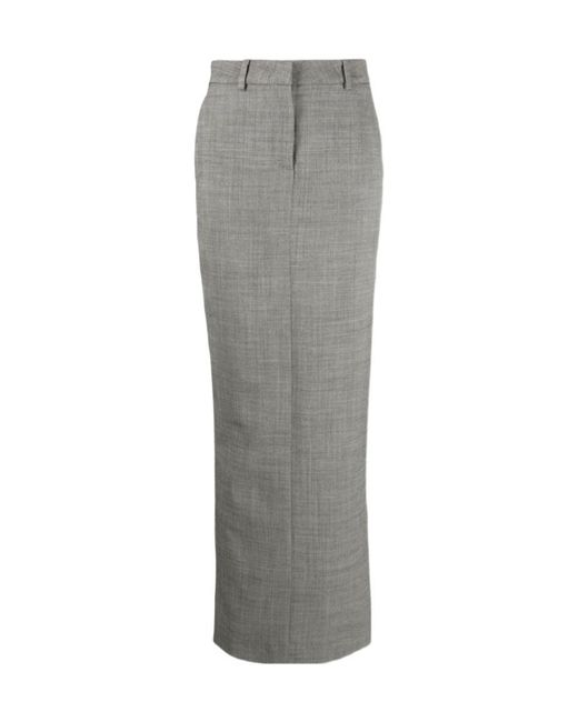 Alessandra Rich Gray Virgin Wool-Blend Maxi Skirt