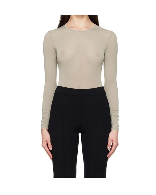 Wardrobe NYC Black Round Neck Semi-Transparent Bodysuit