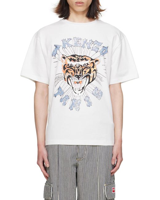 KENZO White Logo Tiger Printed Crewneck T-Shirt for men