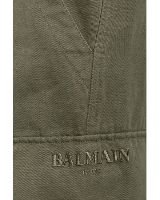 Balmain Green Logo-Embroidered Cargo Pants for men