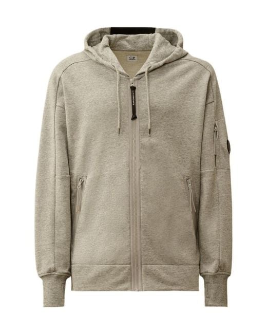 C P Company Gray Lens-Detail Zip-Up Hoodie for men